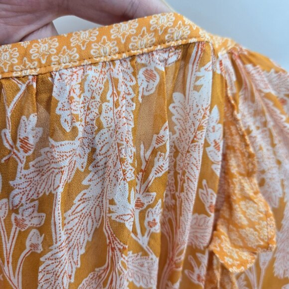 Anthopologie Orange Mia Tiered Boho 3/4 Tunic Top Size Small - Picture 6 of 13